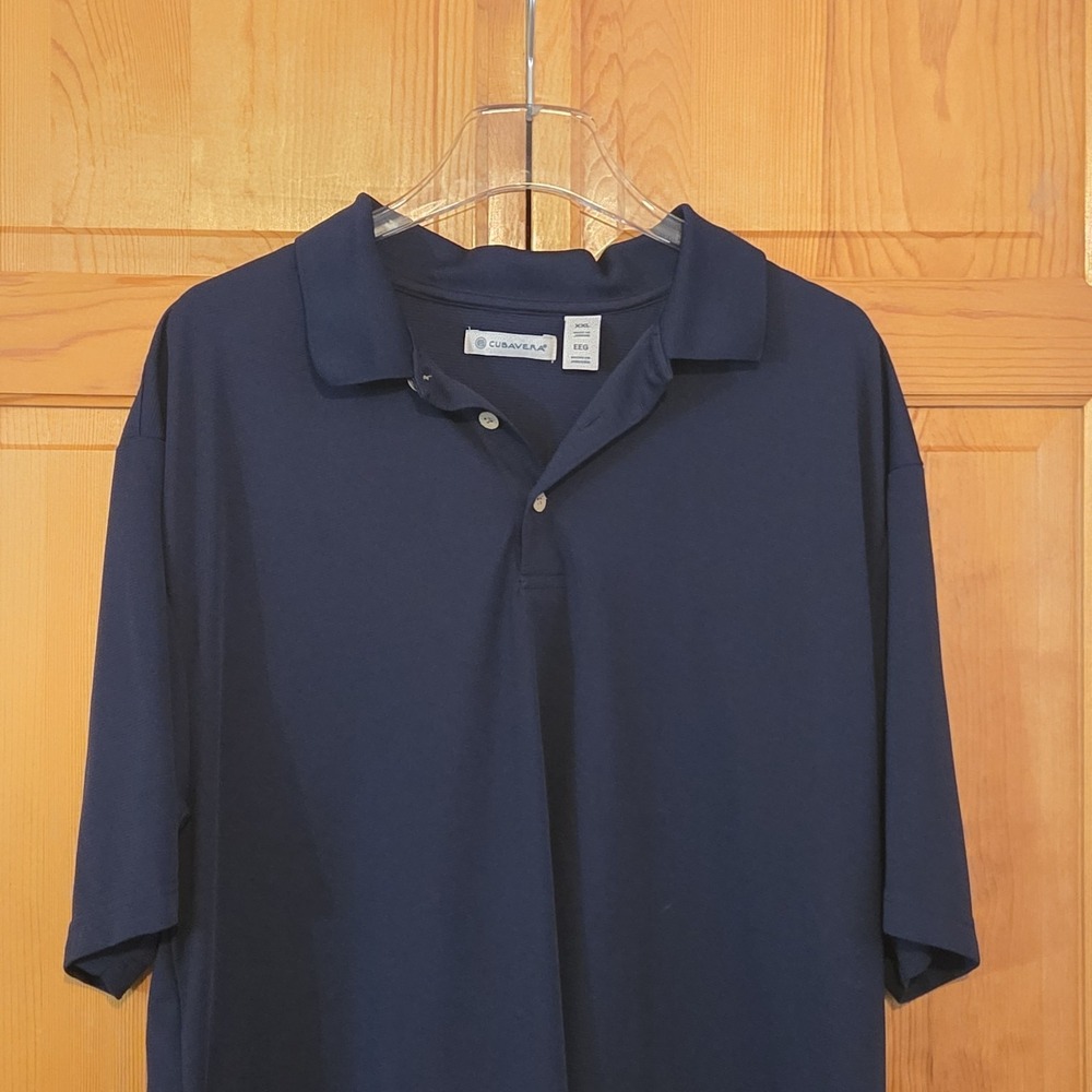 Cubavera Mens Textured Polo Size 2XL Navy Short Sleeve Polo Shirt